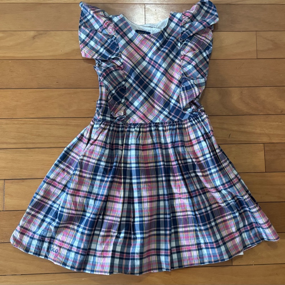 Polo Ralph Lauren Little Girls' Plaid Ruffle Dress Size 6X